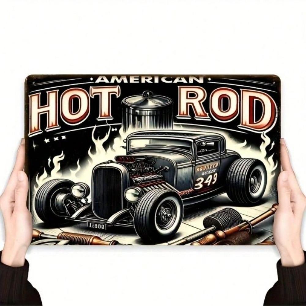 Metal Poster Vintage Hot Rod 8x12 Inch Retro Garage Bar Wall Art