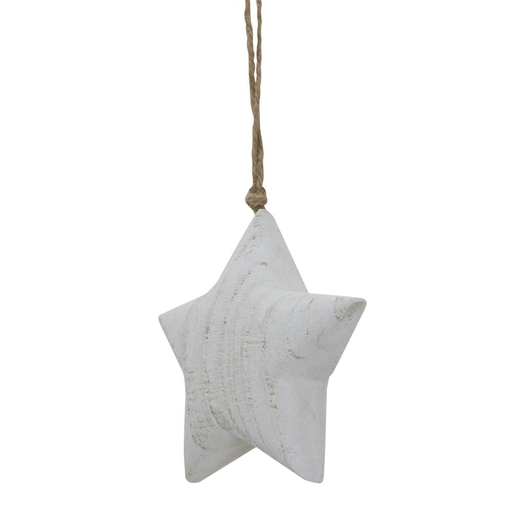 Hill Interiors White Washed Star Christmas Hanging Decoration