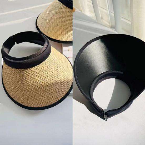 Summer Lightweight Sun Hat with And Rear Hat Foldable Straw Hollow Top Headband