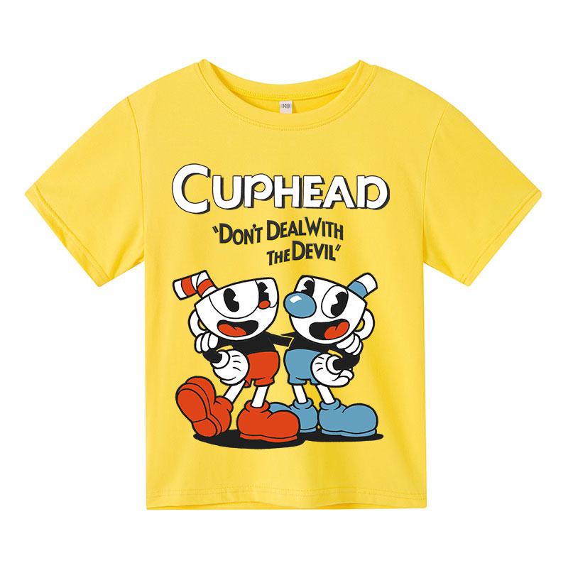 

2025 Children Cute cuphead Clothes Kids Summer Fashion T-shirt Baby Boys Cartoon Tshirts Toddler Girls Short Sleeve Casual Tops 140
