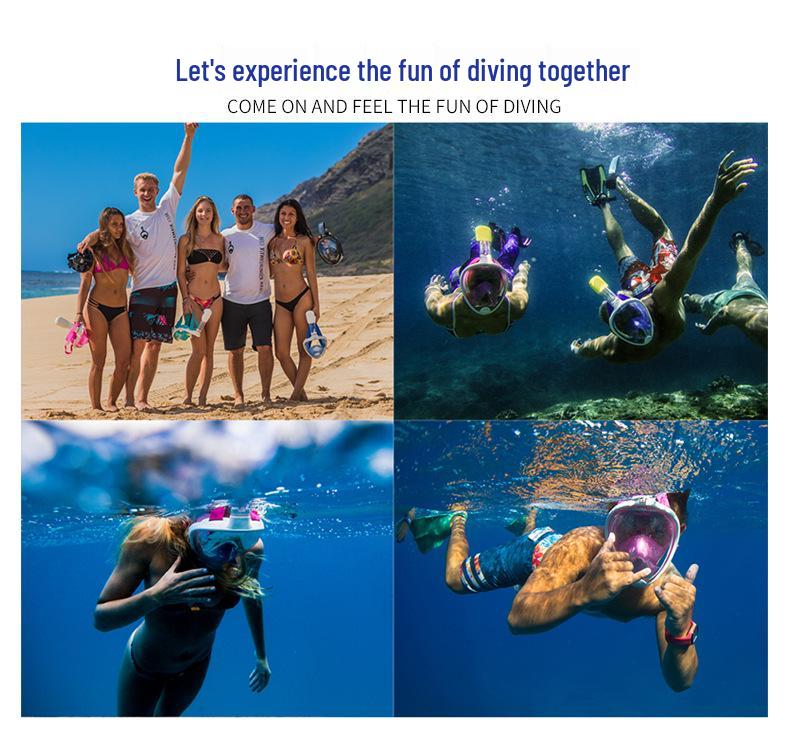 Sada pro šnorchlování pro dospělé: Silikonová potápěčská maska a brýle s plně suchým šnorchlem.