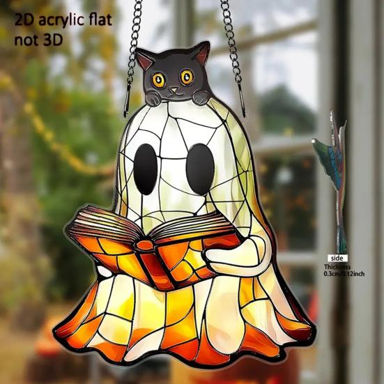 Halloween Ghost Suncatcher Wall Decor Ghost Sun Catcher Halloween Window Hanging Decoration Gift for Birthdays Housewarming Parties