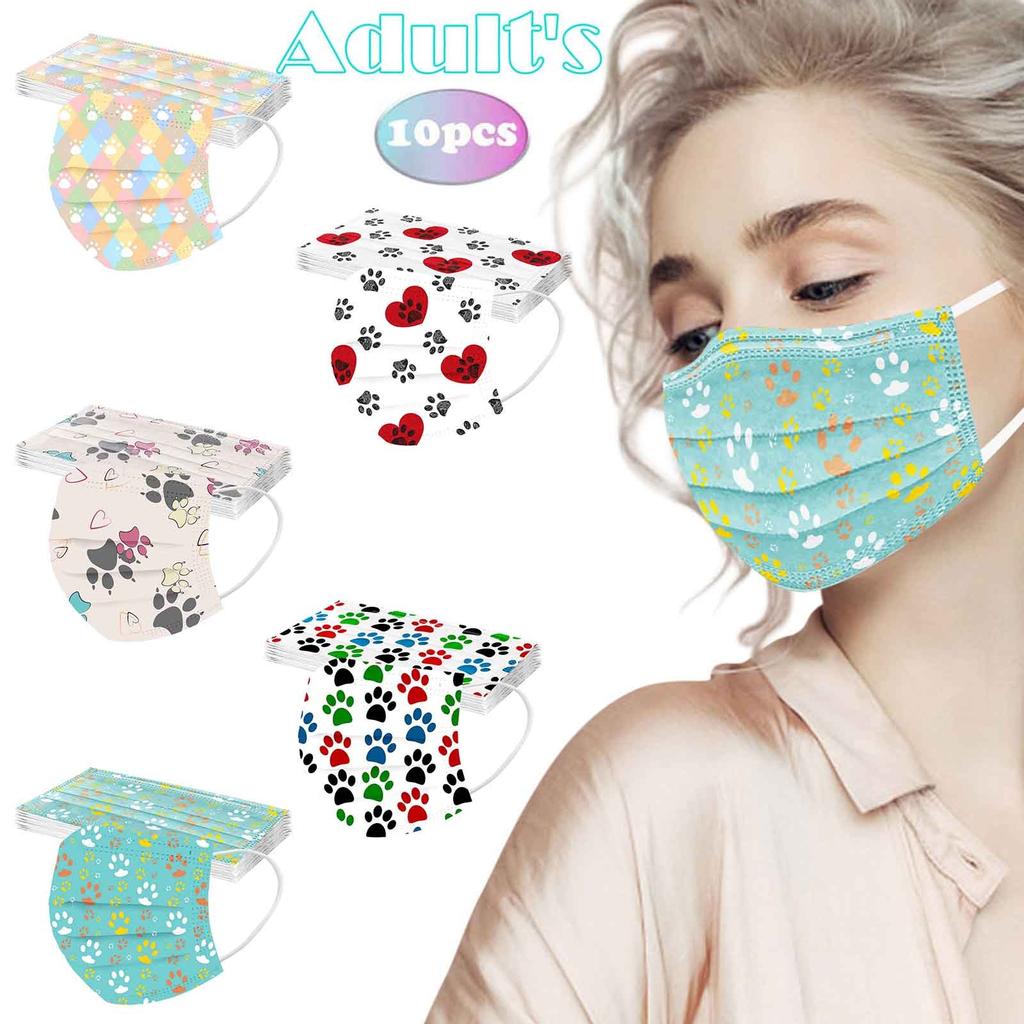 Adult  Women Man  Disposable Face Mask Industrial 3Ply Ear Loop 10PC Mask