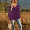 2024 Spring/Autumn Fashion New Women's Lace Sleeve Pleated Button T-shirt