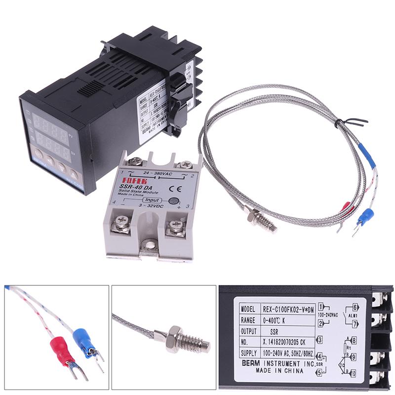 100-240Vac Pid Rex-C100 Temperature Controller Ssr-40A Thermocouple
