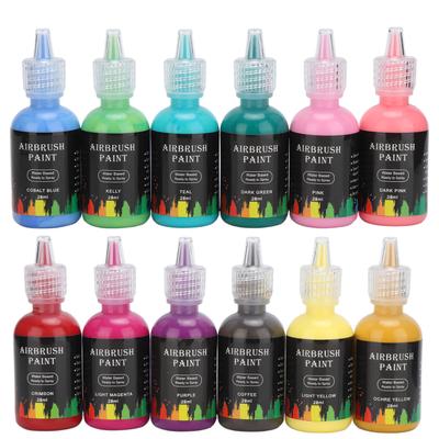 Vopsea cu cerneală în 12 culori, vopsea lichidă DIY, pentru vopsea cu aerograf, cerneală artistică, pentru meșteșuguri auto, țiglă, roci, 348 ml