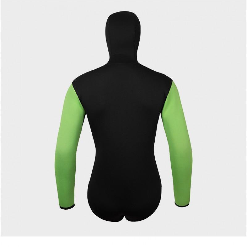 5mm Neoprene Wetsuit Snorkeling Diving Mens Two-Piece Warmth Suit Black Green
