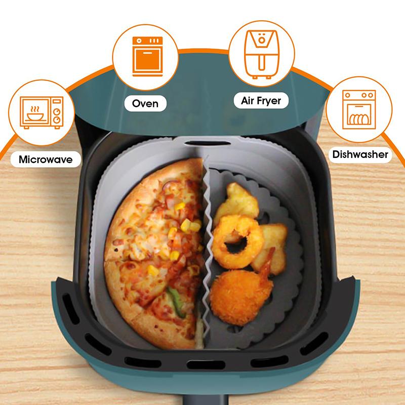 Air Fryer Silicone Shape Basket Tray Set Round Airfryer Grill Rack Accessories Reusable Foldable Bpa Free AirFryer Mold Liner