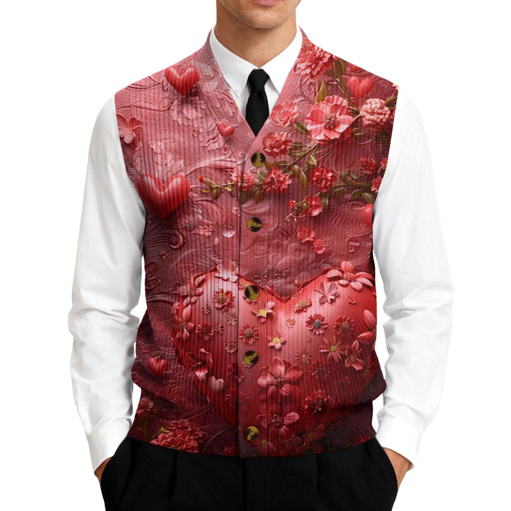 Men's V,Neck Sleeveless Knit Cardigan Vest