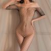 Summer Crotchless Erotic Lingerie Women Cosplay Costumes Fishnet Hollow Bodystocking Sexy Off Shoulder Transparent Maid Uniform