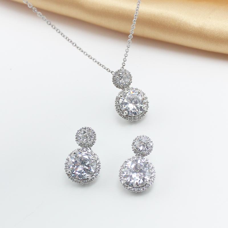 Edelstahlkette 3D Doppellagig Blaue Zirkonia Blume Anhänger Halsketten Ohrringe Zirkon Set für Damen Schlüsselbein Halsband Geschenk