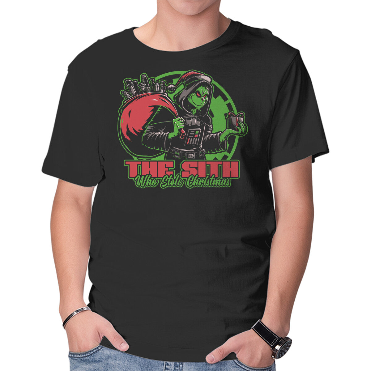 Unisex Crew Neck T-Shirt Evil Star Stealing Christmas Graphic Short Sleeve Casual Tee XXXL