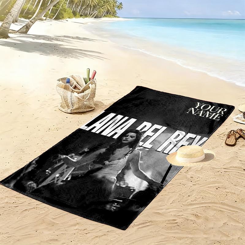Name Custom Lana Del Rey Print Beach Towel, Large Soft Quick Dry Towel for Beach Camping Swimming