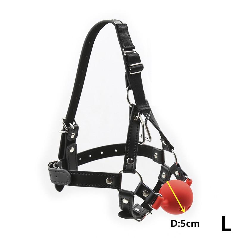 Bdsm Bondage Harness Strap Head Belts with Silicone Hollow Mouth Gag Ball and Nose Hook for Fetish Slave Role Play Sex Toys
