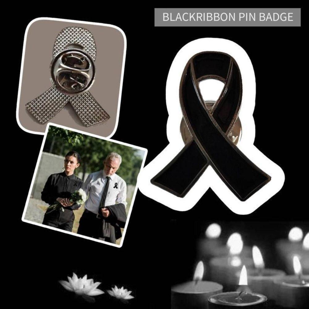 New Portable Memorial Black Ribbon Brooch Souvenir Black Alloy Badge Accessory Queen Black Badge Pin For Funerals and Mourning