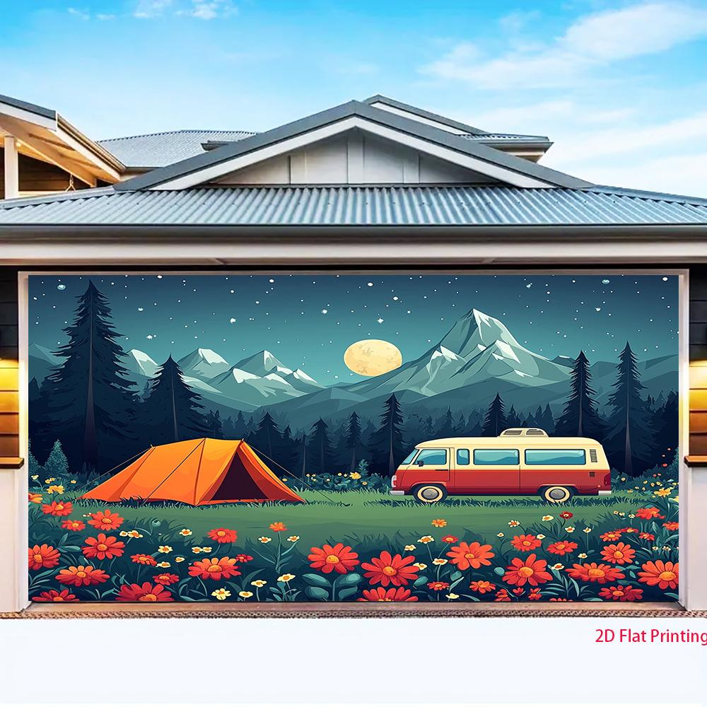 2D Plane, 1 Tent, Van, Flowers, Night Sky Pattern, Suitable for Indoor and Outdoor Celebrations