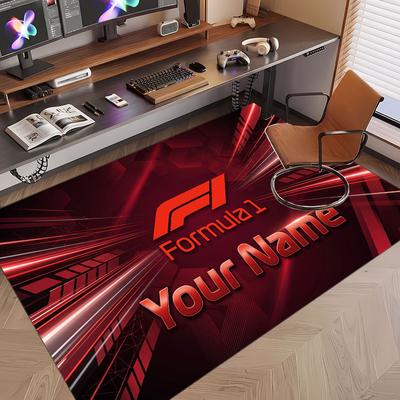 Custom Rug F1 Pattern Print Name Text Soft Non‑Slip Floor Carpet for Home Indoor Decoration