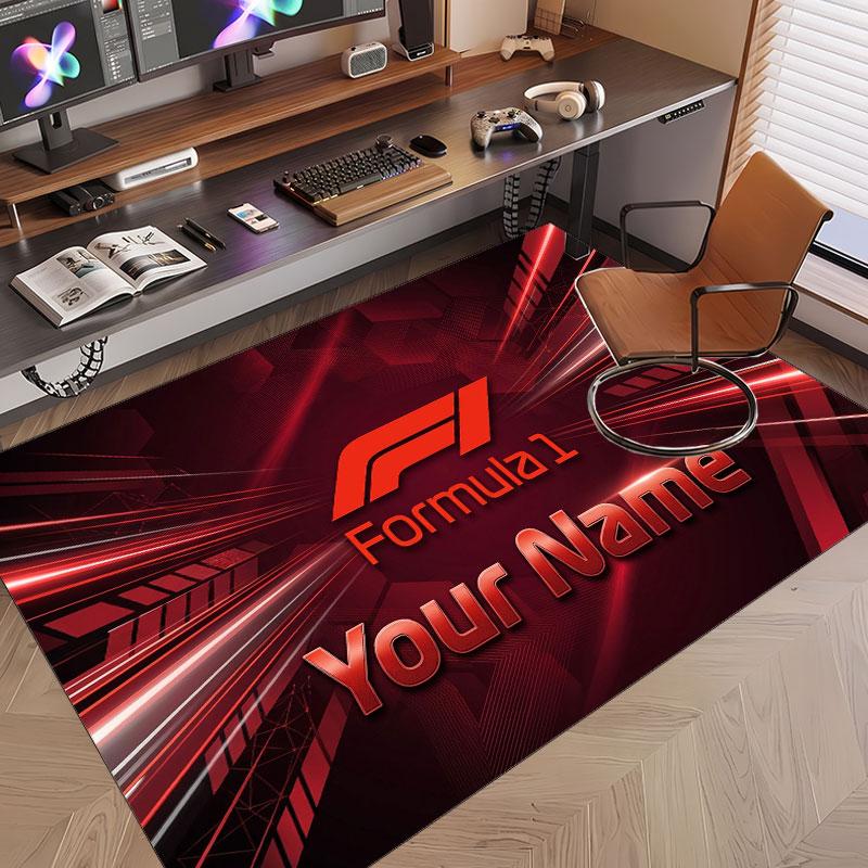 Custom Rug F1 Pattern Print Name Text Soft Non‑Slip Floor Carpet for Home Indoor Decoration