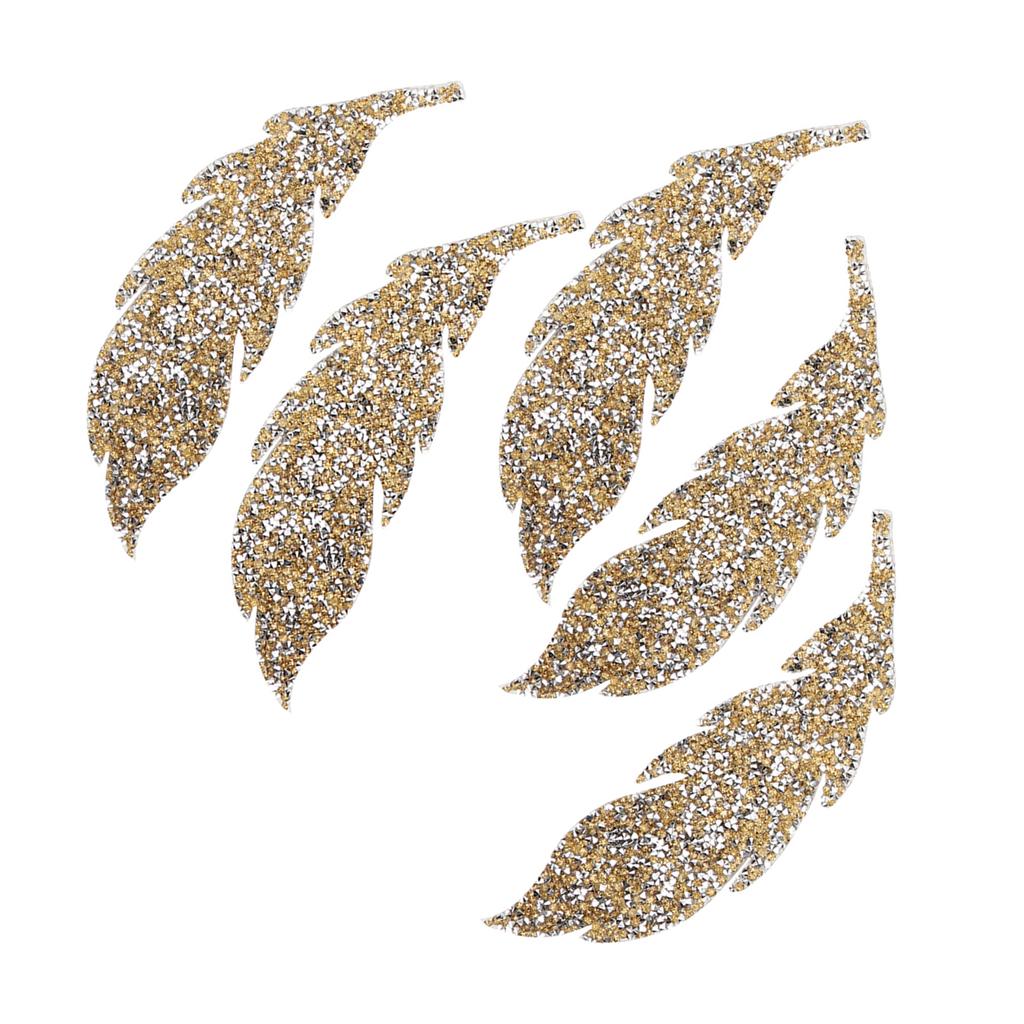 5 szt. Liście Wzór Kryształki Klej DIY Ubrania Telefon Dekoracja Akcesoria Złoty