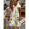 Vestido de Verano con Hombros Descubiertos de Encaje y Manga Corta Nuevo Estampado Holgado Casual Vestidos de Fiesta Moda Femenina Elegante Línea A Talla Grande Ropa Dulce