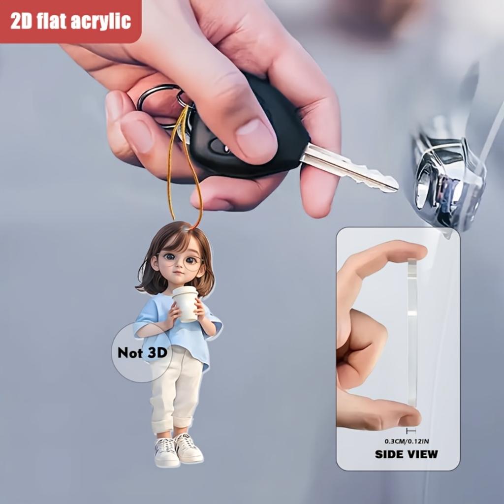 2D Colored Acrylic Boy Girl Hanging Decor, Fit for Keychain Car Backpack Home, Nice Holiday Gift for Thanksgiving Valentine Christmas