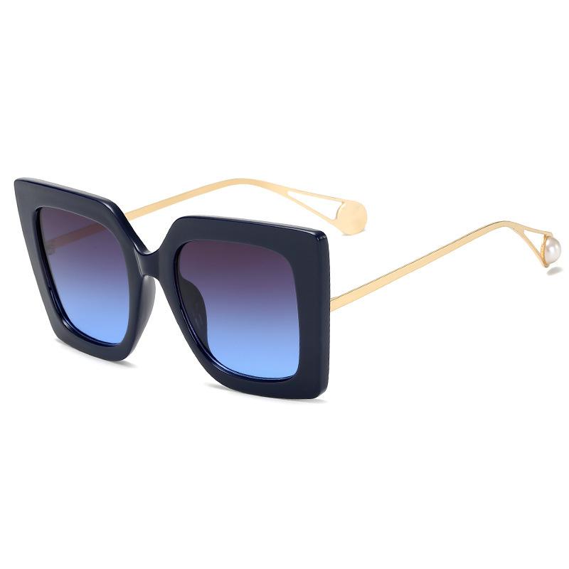 Vintage Square Women Sunglasses New Fashion Oversized Pearl Cat Eye Big Alloy Sun Glasses Female Elegant Eyewear Shades Lady