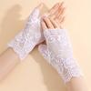 Bridal Gloves With Delicate Lace Design Half Finger Coverage Perfect For Church Outdoor Ceremonies
