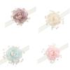 Organza Pearls Wrist Flower Decoration Wrist Corsage Lace Ribbon Wristband Jewelry For Bridal Shower Wedding Ceremony