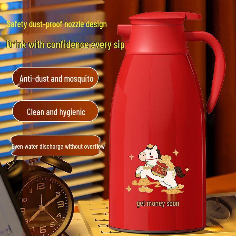 Year of the Horse 2L Insulated Water Bottle - Large Capacity Household & Commercial Kettle, Hot Water Pot, Perfect Gift