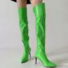 Sexy Overknee High Boots For Women Point Toe Fetish Party Shoes Thin Heel Over the Knee Boots Green Black White Winter Long Boot