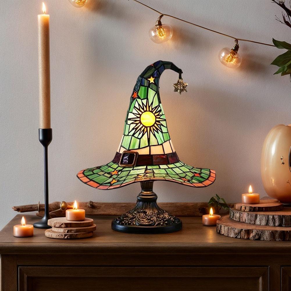 Witch Hat Lamp LED Creative Table Lamp Resin Witch Hat Light Ornament Bedside Lamp for Living Room Home Bedroom Decoration