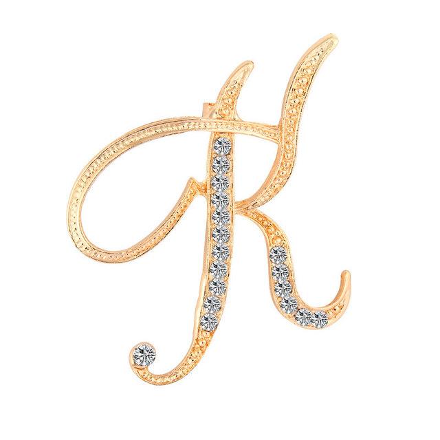 Kadın Erkek A-Z Harf Broş Rhinestones Kristal Gümüş Rengi İngilizce Alfabe Metal Rozetler Sevimli Takı Aksesuarları Noel Hediyesi