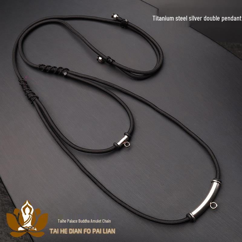 Thailand Buddha Amulet Necklace - Hypoallergenic Stainless Steel with Real Gold Plated Curved Tube Clasp