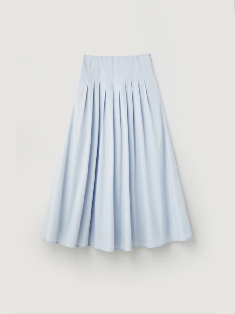 BEMUSE MANSION Tuck Pleats Long Skirt - Light Blue