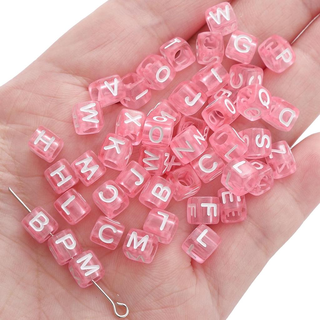 Colorful Acrylic Square Beads: English & Russian Letters for Handmade DIY Bracelets & Jewelry Accessories