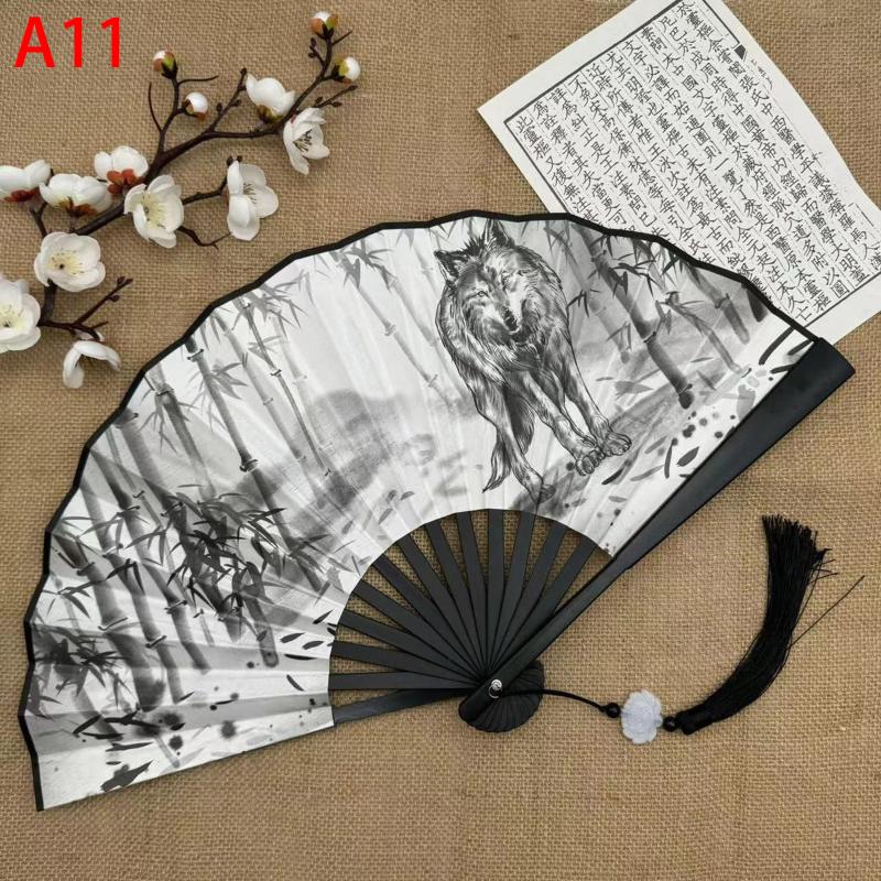 Ventilator pliabil în stil chinezesc, evantai de cârpă de dans clasic, din plastic, de epocă, cu imprimare cu dragon, evantai de mână, recuzită foto, cosplay
