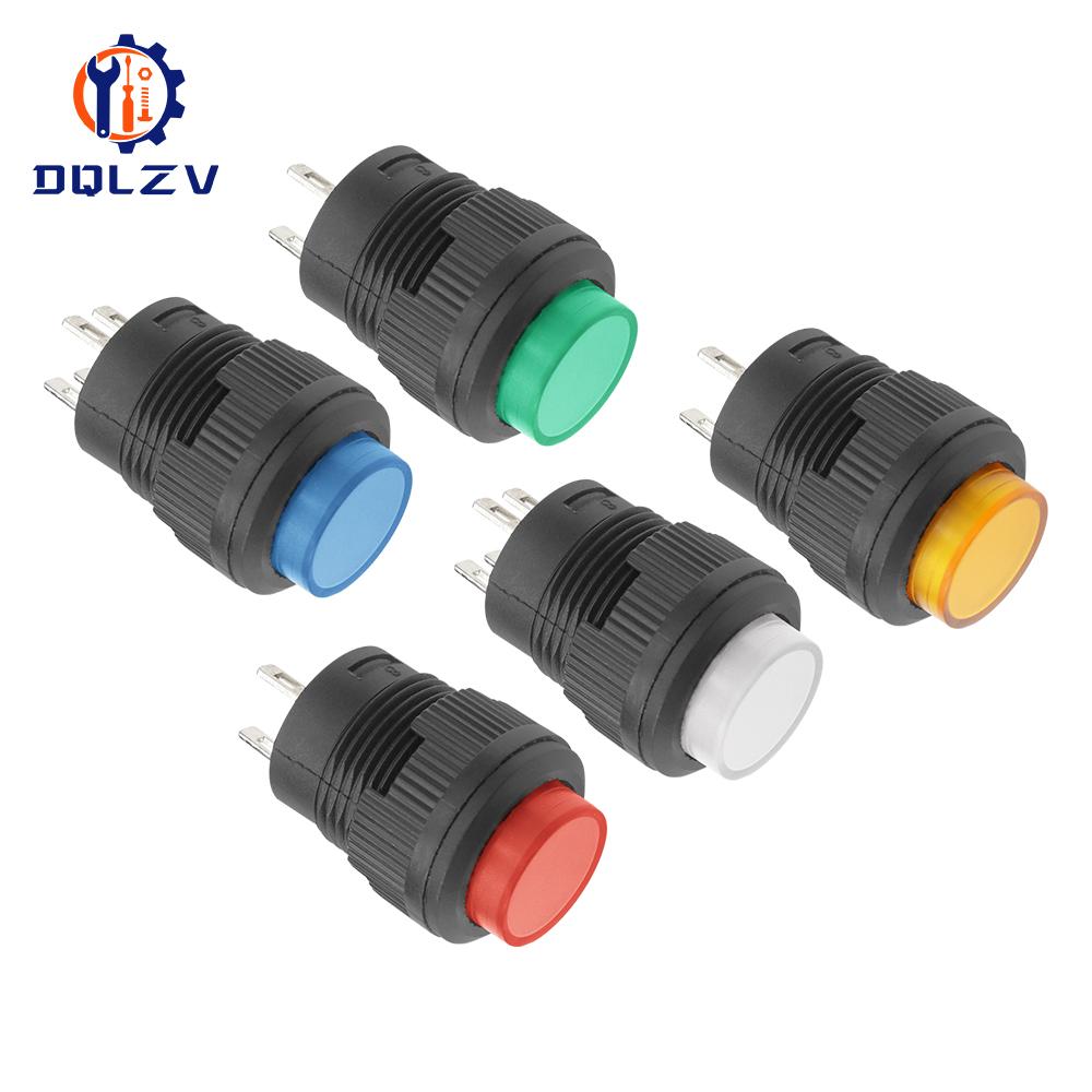 Self-lockin 16MM Latching/Momentary Push Button Switch With 5Color LED lighting 4Pin R16-503/AD R16-503/BD