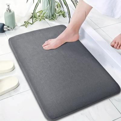 Solid Color Bathroom Absorbent Cushion Flannel Toilet Non-slip Mat Thick Sponge Shower Room Bathtub Mat Entrance Mat
