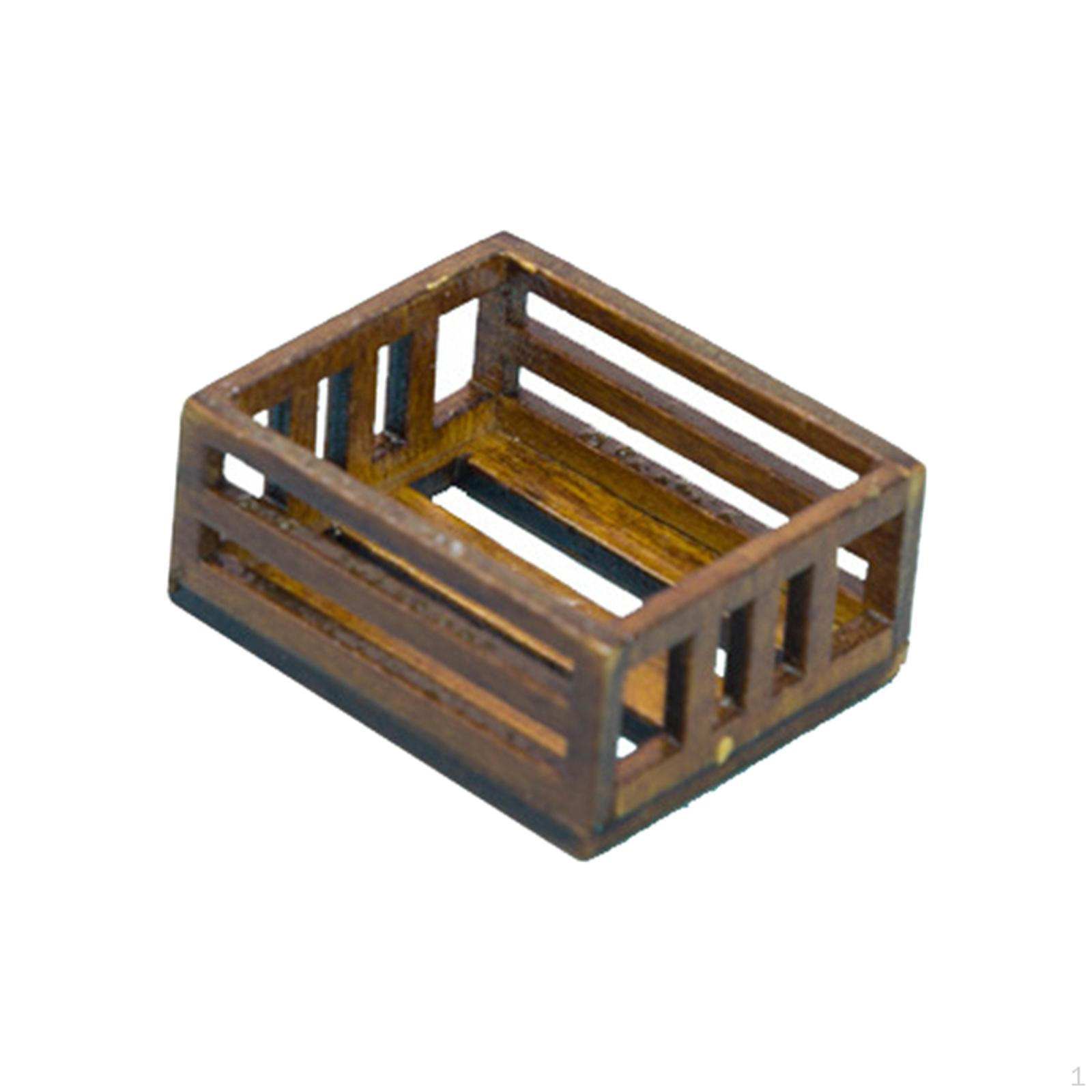 

Деревянный ящик для кукольного домика 1:12 масштабная миниатюрная мебель для фруктов и овощей коричневый