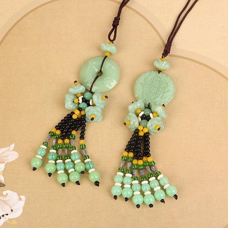 Imitation Green Jade Car Pendants Buddha Statue Brave Troop Hanging Ornament Talisman Auto Interior Decor Gifts