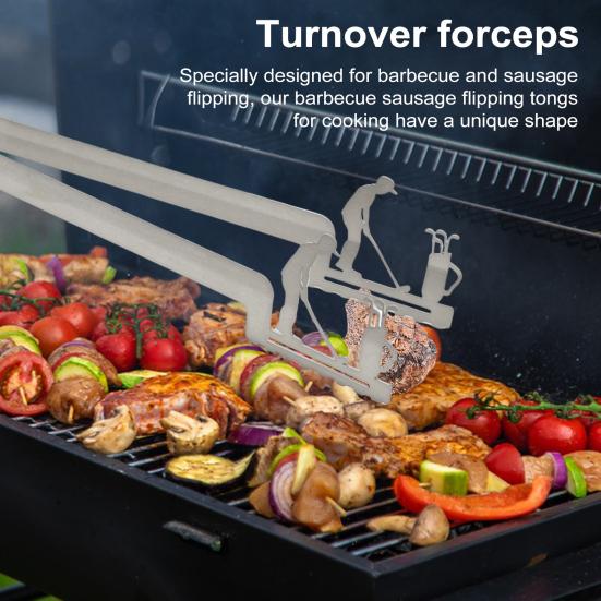 BBQ Tongs Stainless Steel Kitchen Tongs Heat Resistant Non-Slip Grip Metal Pliers for Grilling Rust-Proof Barbecue Clamps for Picnic Camping Cooking