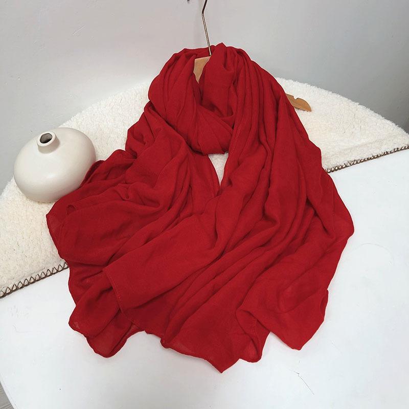Cotton And Linen Solid Color Thickened Scarf Oversized Soft Women'S Shawl Warm Korean Version Of Fashion Silk Scarf