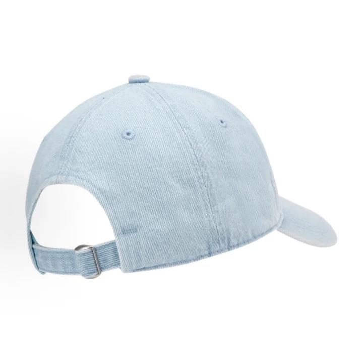 Calvin Klein Allover Print Denim Baseball Cap, Large Contrast CK Monogram Embroidery Curved Brim Light Wash Vintage Casual Sun Hat 4G5048G-LHL