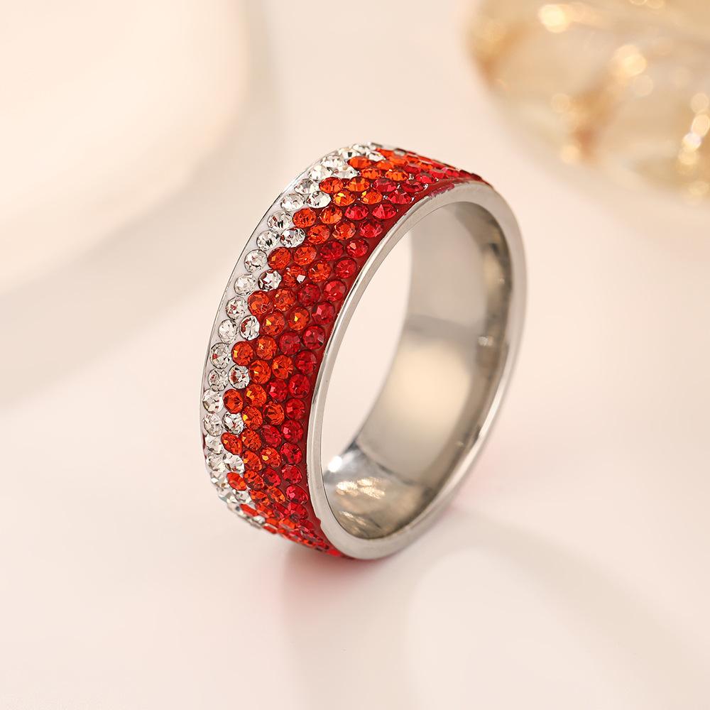 

5 Row Lines Clear Crystal Wedding Rings For Women Stainless Steel Female Teen Jewelry anillos mujer 6