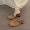 French Gentle Woven Bag Head Sandals Girl 2025 Spring and Summer Vacation Fairy Evening Empty Single Shoes