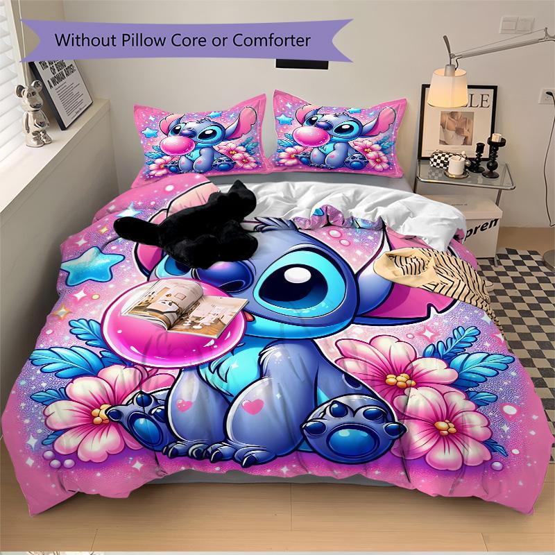 Stitch Bubble Fantasy Flowers Print 3Pcs Bedding Setduvet Cover With 2 Bedropillowcase Home Birthday Gift