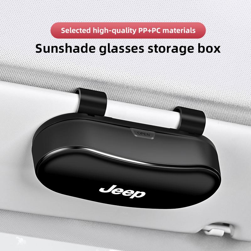 Car Glasses Storage Box Portable Auto Sunglasses Case For Jeep Renegade Wagoneer Avenger Recon Wrangler JK Grand Patriot Decal