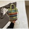 IELGY Straw Messenger Bag Striped Portable Mobile Phone Bag