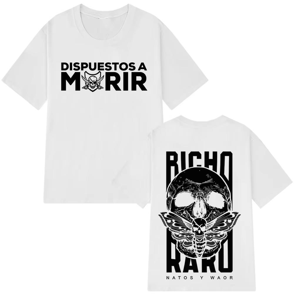 Rapper NATOS WAOR Bicho Raro Schwarz Skelett 2025 Gothic Hip-Hop T-Shirts Mode T-Shirts Männer Frauen Y2k Kleidung Baumwoll-T-Shirts