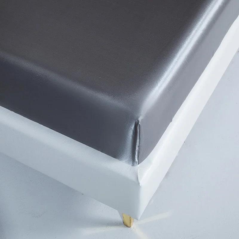 Europäische und Amerikanische Größen Satin Spannbettlaken Glatt Hautfreundlich Elastisches Band Bettlaken King Size Rayon Voll Bettlaken 180x200